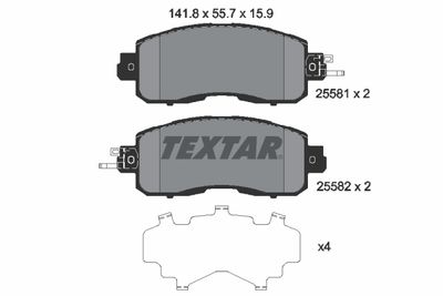 Комплект тормозных колодок, дисковый тормоз TEXTAR 2558101 для NISSAN ALTIMA