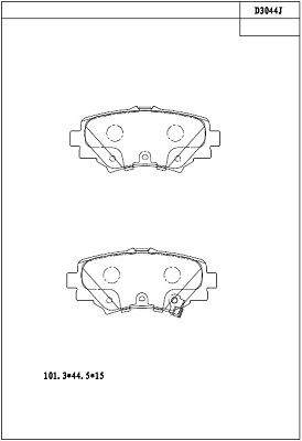 ASIMCO KD3044 Тормозные колодки и сигнализаторы  для MAZDA 3 (BM, BN) 1.5