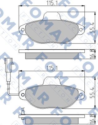 Комплект тормозных колодок, дисковый тормоз FOMAR Friction FO 861181 для FIAT PANDA