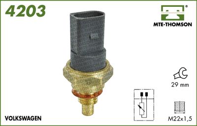 MTE-THOMSON 4203 Датчик температуры охлаждающей жидкости  для SKODA RAPID (Шкода Рапид)
