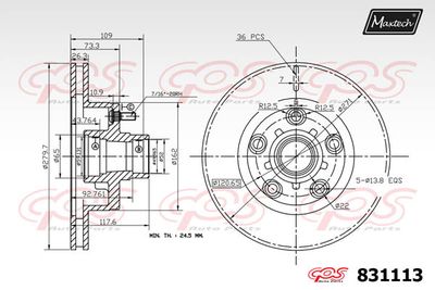 Тормозной диск MAXTECH 831113 для CHEVROLET CAPRICE