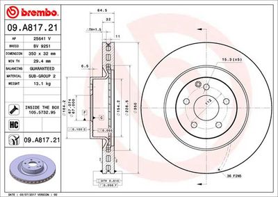 BREMBO Bremsscheibe PRIME LINE - UV Coated (09.A817.21)