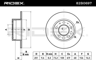 спирачен диск RIDEX 82B0697