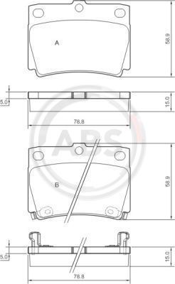 Комплект тормозных колодок, дисковый тормоз A.B.S. 37284 для MITSUBISHI PAJERO