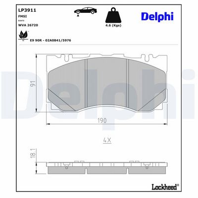 DELPHI - Sada brzdových platničiek kotúčovej brzdy (brzdové platničky) MERCEDES-BENZ , LP3911