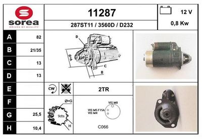 Стартер EAI 11287 для AUDI 75