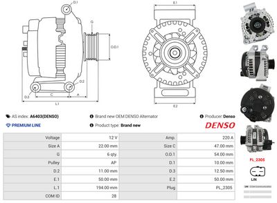 GENERATOR / ALTERNATOR AS-PL A6403DENSO 4