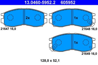 Комплект тормозных колодок, дисковый тормоз ATE 13.0460-5952.2 для MITSUBISHI SANTAMO