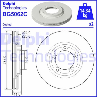 Тормозной диск DELPHI BG5062C для KIA K2500