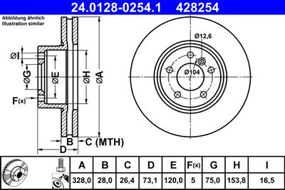 Тормозной диск ATE 24.0128-0254.1 для BMW X4