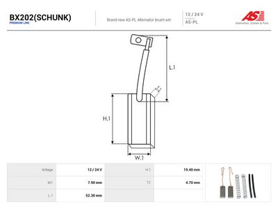 Uhlíkový zberač alternátora AS-PL BX202(SCHUNK)