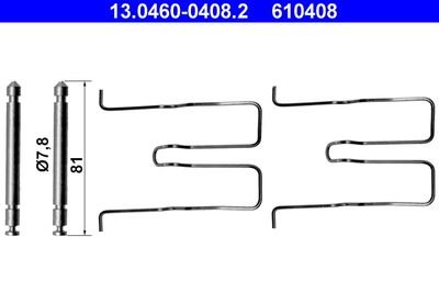 Комплектующие, колодки дискового тормоза ATE 13.0460-0408.2 для CITROËN CX