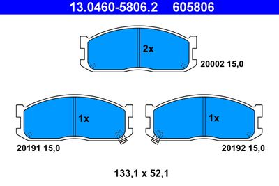 Комплект тормозных колодок, дисковый тормоз ATE 13.0460-5806.2 для FORD ECONOVAN