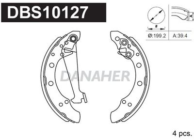 DANAHER DBS10127 Ремкомплект барабанных колодок  для SEAT Mii (Сеат Мии)