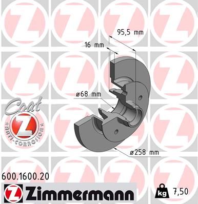 ZIMMERMANN Bremsscheibe COAT Z (600.1600.20)