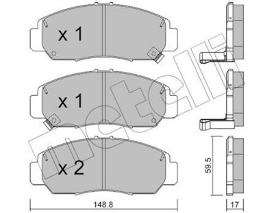 комплект спирачно феродо, дискови спирачки METELLI