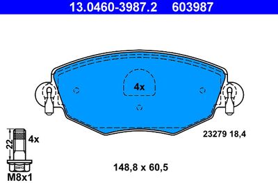 Комплект тормозных колодок, дисковый тормоз ATE 13.0460-3987.2 для JAGUAR X-TYPE