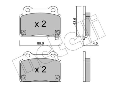 Комплект тормозных колодок, дисковый тормоз METELLI 22-0826-0 для MITSUBISHI LANCER