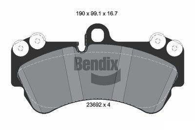 Комплект тормозных колодок, дисковый тормоз BENDIX Braking BPD2027 для PORSCHE CAYENNE