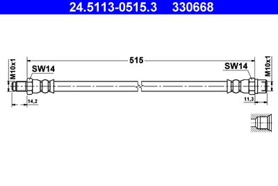 Тормозной шланг ATE 24.5113-0515.3 для MERCEDES-BENZ VITO