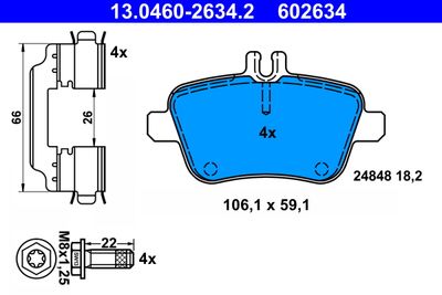 Комплект тормозных колодок, дисковый тормоз ATE 13.0460-2634.2 для MERCEDES-BENZ GLA-CLASS