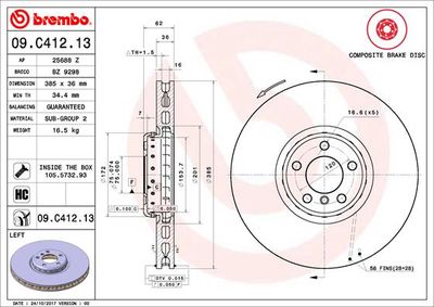 Тормозной диск BREMBO 09.C412.13 для BMW X5