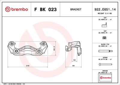Mocowanie zacisku hamulca - zestaw BREMBO F BK 023