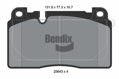 Sada brzdových destiček, kotoučová brzda BENDIX Braking BPD1374