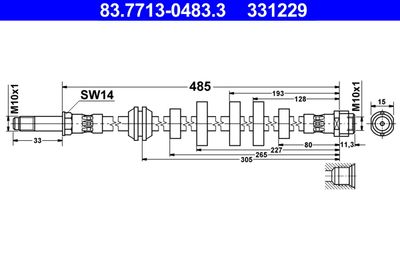 Тормозной шланг ATE 83.7713-0483.3 для AUDI Q5