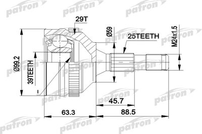 PATRON PCV1281A ШРУС  для PEUGEOT 406 (Пежо 406)
