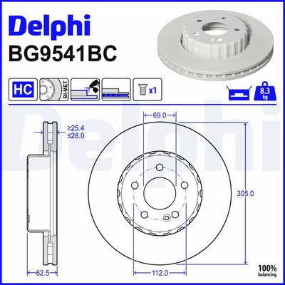 спирачен диск DELPHI BG9541BC