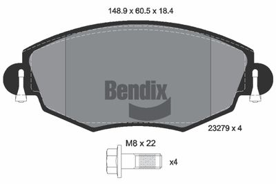 комплект спирачно феродо, дискови спирачки BENDIX Braking BPD1342