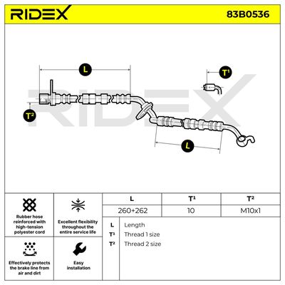 спирачен маркуч RIDEX 83B0536