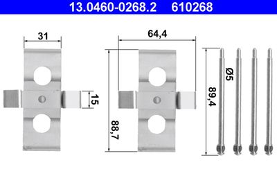 Комплектующие, колодки дискового тормоза ATE 13.0460-0268.2 для MERCEDES-BENZ 124
