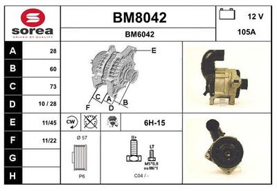 GENERATOR / ALTERNATOR SNRA BM8042