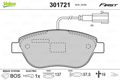 Комплект тормозных колодок, дисковый тормоз VALEO 301721 для FIAT LINEA