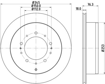 Тормозной диск HELLA 8DD 355 116-331 для HYUNDAI XG