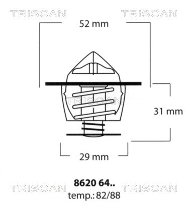Термостат, охлаждающая жидкость TRISCAN 8620 6482 для MAZDA RX-7