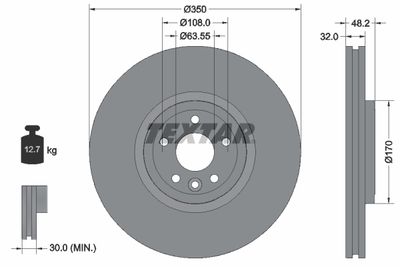 Тормозной диск TEXTAR 92308105 для JAGUAR XE
