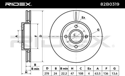 спирачен диск RIDEX 82B0319