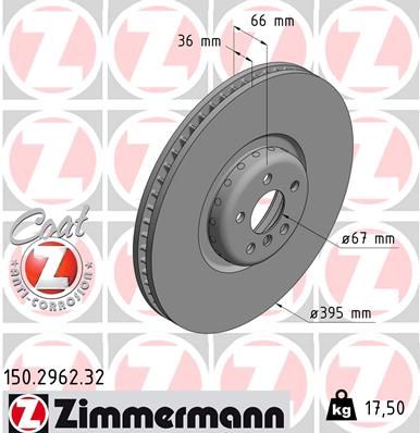 Тормозной диск ZIMMERMANN 150.2962.32 для ROLLS-ROYCE PHANTOM