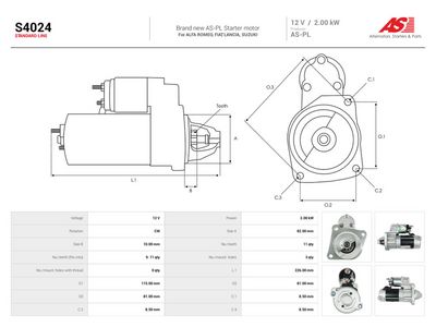 Käynnistinmoottori AS-PL S4024