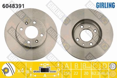 GIRLING 6048391 Тормозные диски GIRLING для KIA RIO