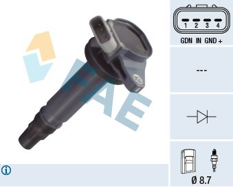 Катушка зажигания FAE 80366 для DAIHATSU COPEN