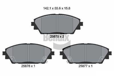 Комплект тормозных колодок, дисковый тормоз BENDIX Braking BPD1477 для MAZDA CX-3