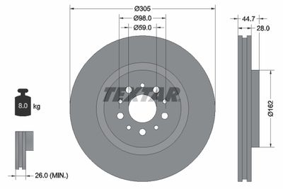 Тормозной диск TEXTAR 92092700 для ALFA ROMEO GTV