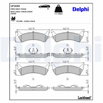 BREMSBELAGSATZ SCHEIBENBREMSE DELPHI LP1635