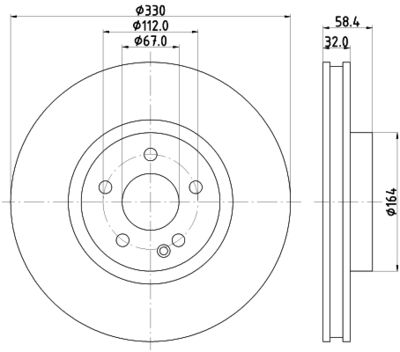 Тормозной диск HELLA 8DD 355 123-501 для MERCEDES-BENZ MARCO