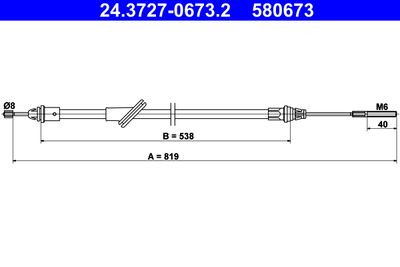 Тросик, cтояночный тормоз ATE 24.3727-0673.2 для FORD MAVERICK