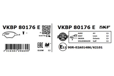 Brake Pad Set, disc brake VKBP 80176 E